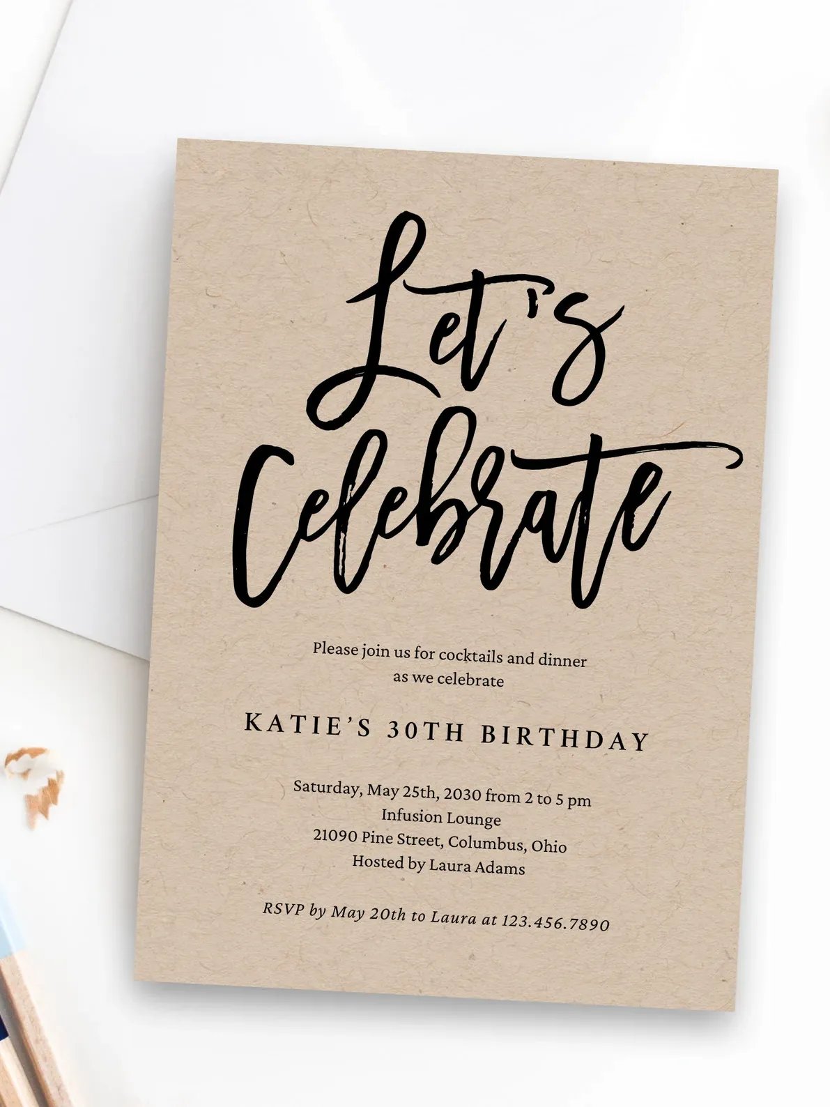 Brushed Charm Let's Celebrate Party Invitation Canva Template BCC product image (2)