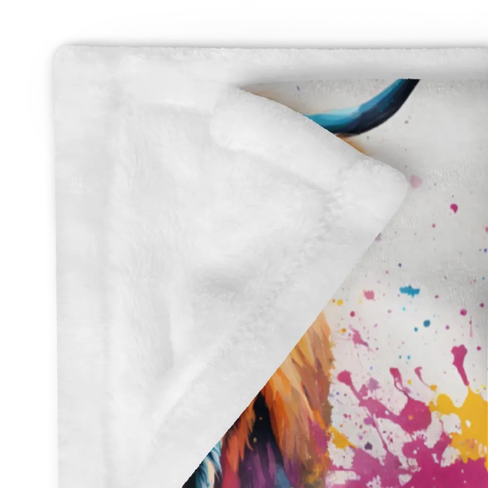 Multi Coloured Paint Splash Highland Cow Blanket product image (7)