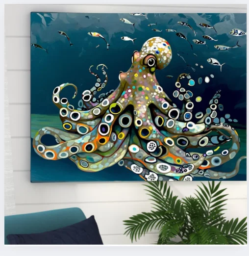 Octopus and Blue Sea Wall Art product image (2)