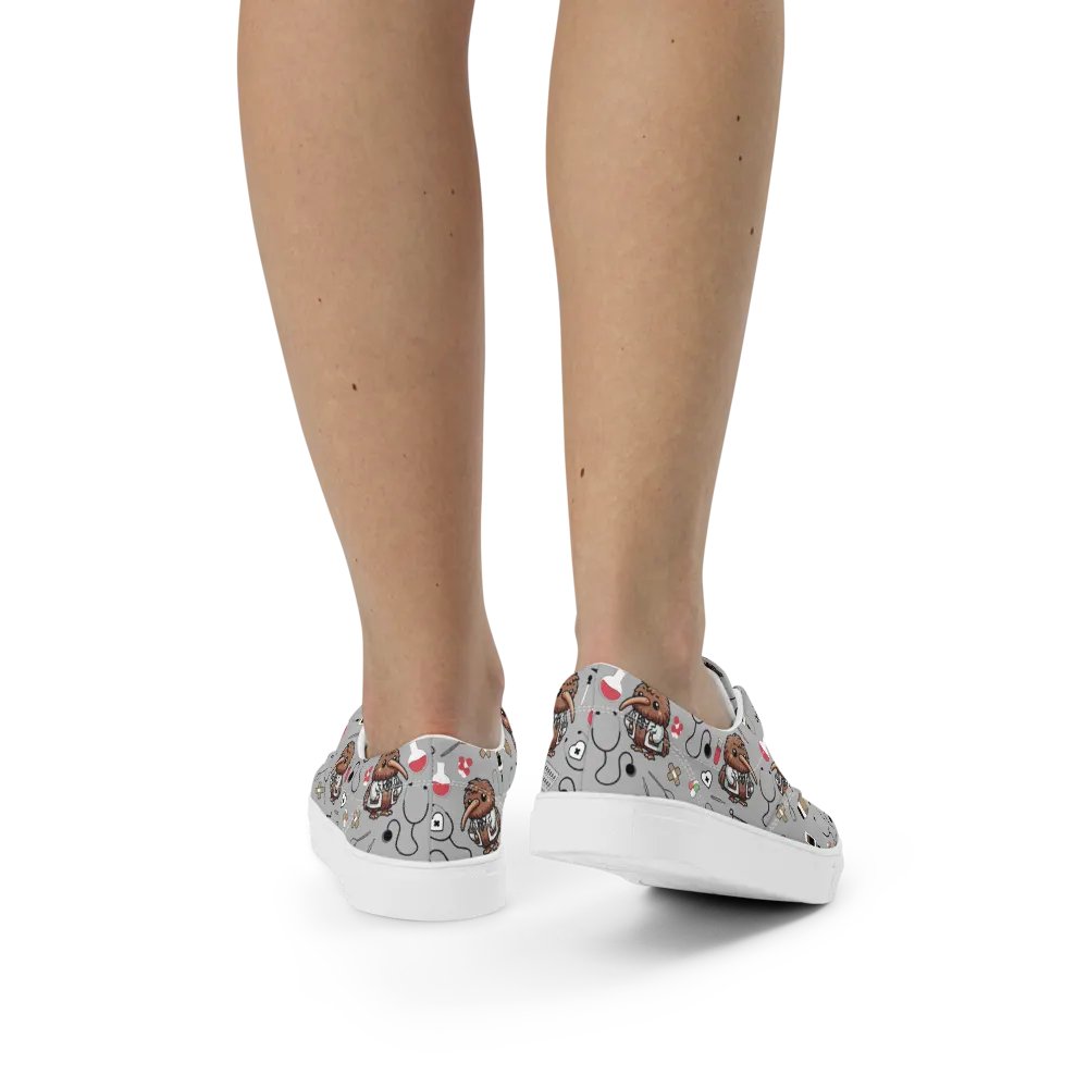 Cute Medical Kiwi Lace-up Canvas Shoes (Grey) product image (3)