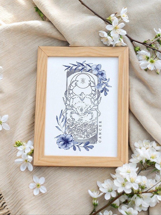Cancer Blue Line Art Zodiac Print product image (2)