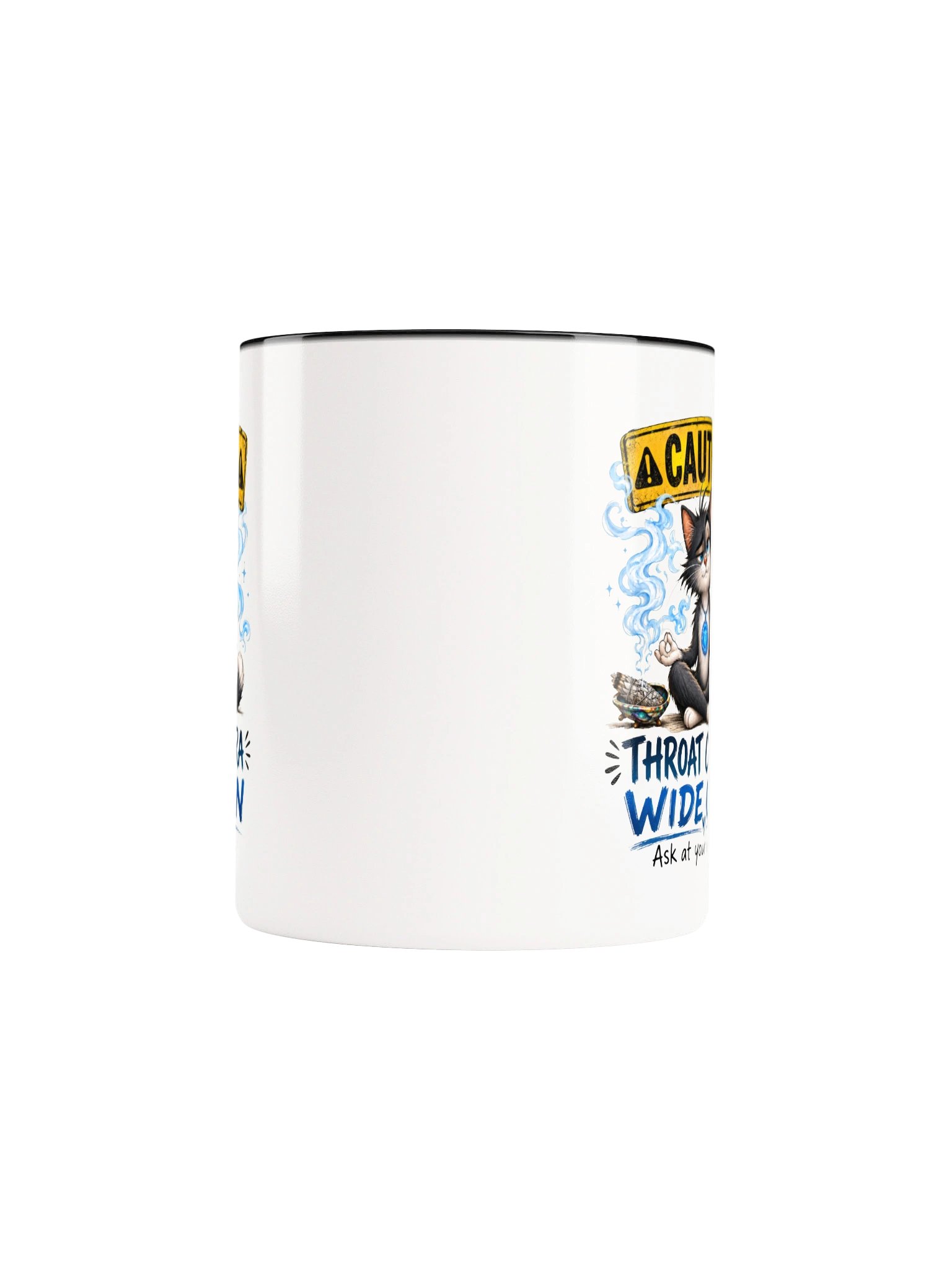 Caution: Throat Chakra Wide Open Meditation Cat Mug product image (90)