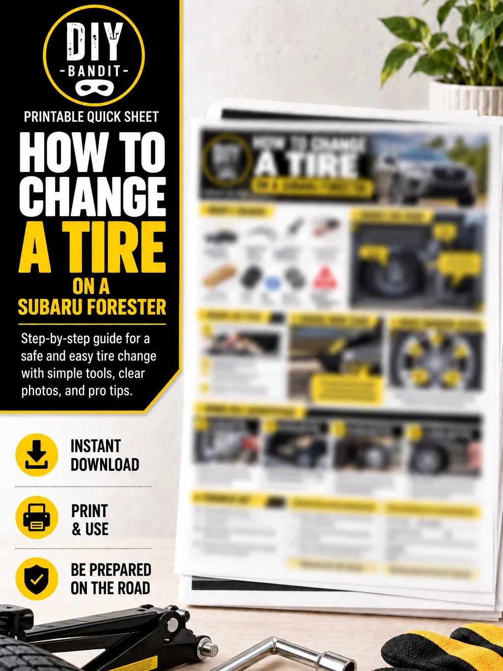 How to Change a Tire on a Subaru Forester | Printable Quick Sheet product image (1)