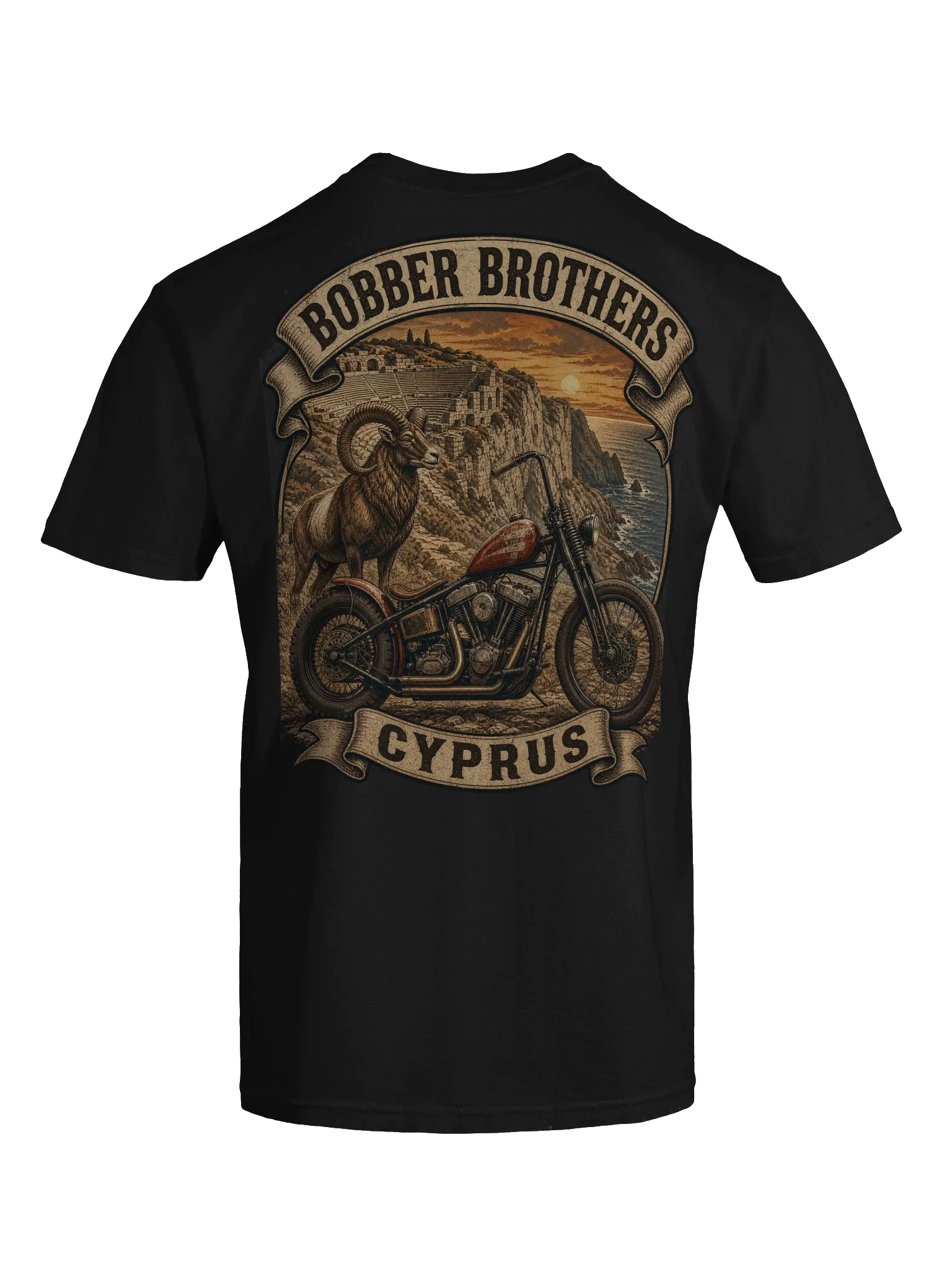 Cyprus motorcycle t-shirt design by Bobber Brothers