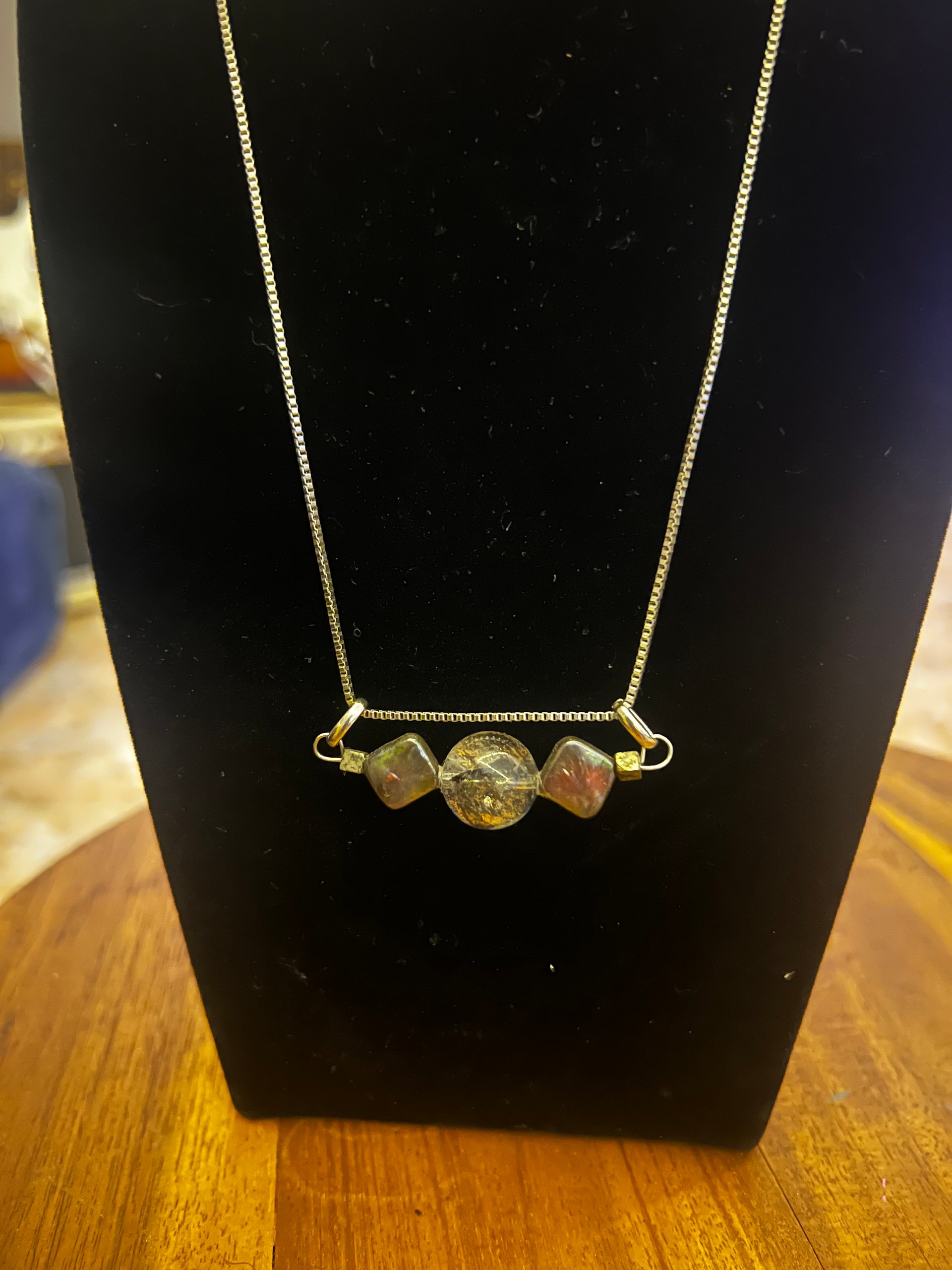 Herkimer crystal ball, pyrite and coin Pearl necklace product image (1)
