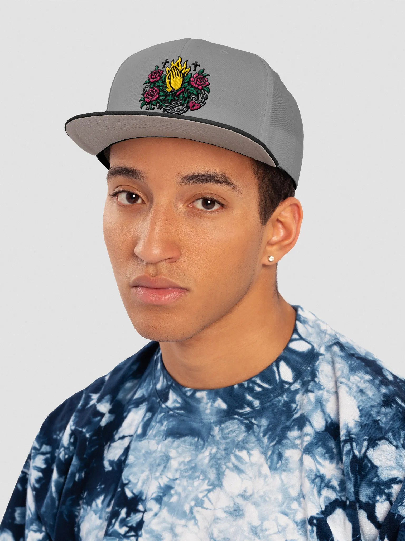 Flame and Rose Praying Hands Snapback Cap product image (78)