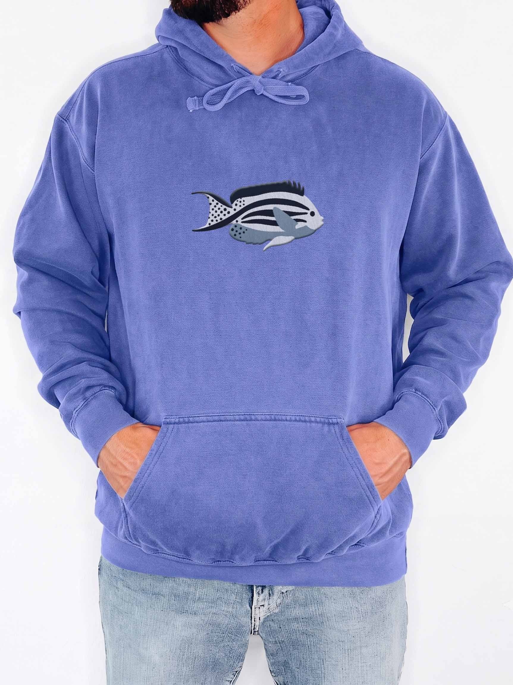 Lamarck's Angelfish Embroidered Hoodie | Saltwater Reef Aquarium Fish & Ocean Lover Apparel product image (2)