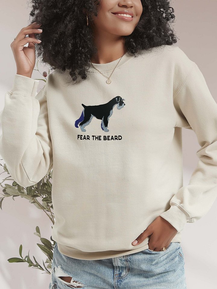 Fear the Beard Sweatshirt (Embroidered) of a Standard Schnauzer(Black & Silver) product image (2)