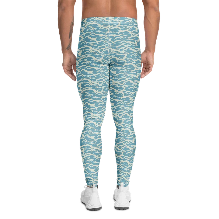 Comfortable Men’s Leggings in Blue Sea Waves product image (2)
