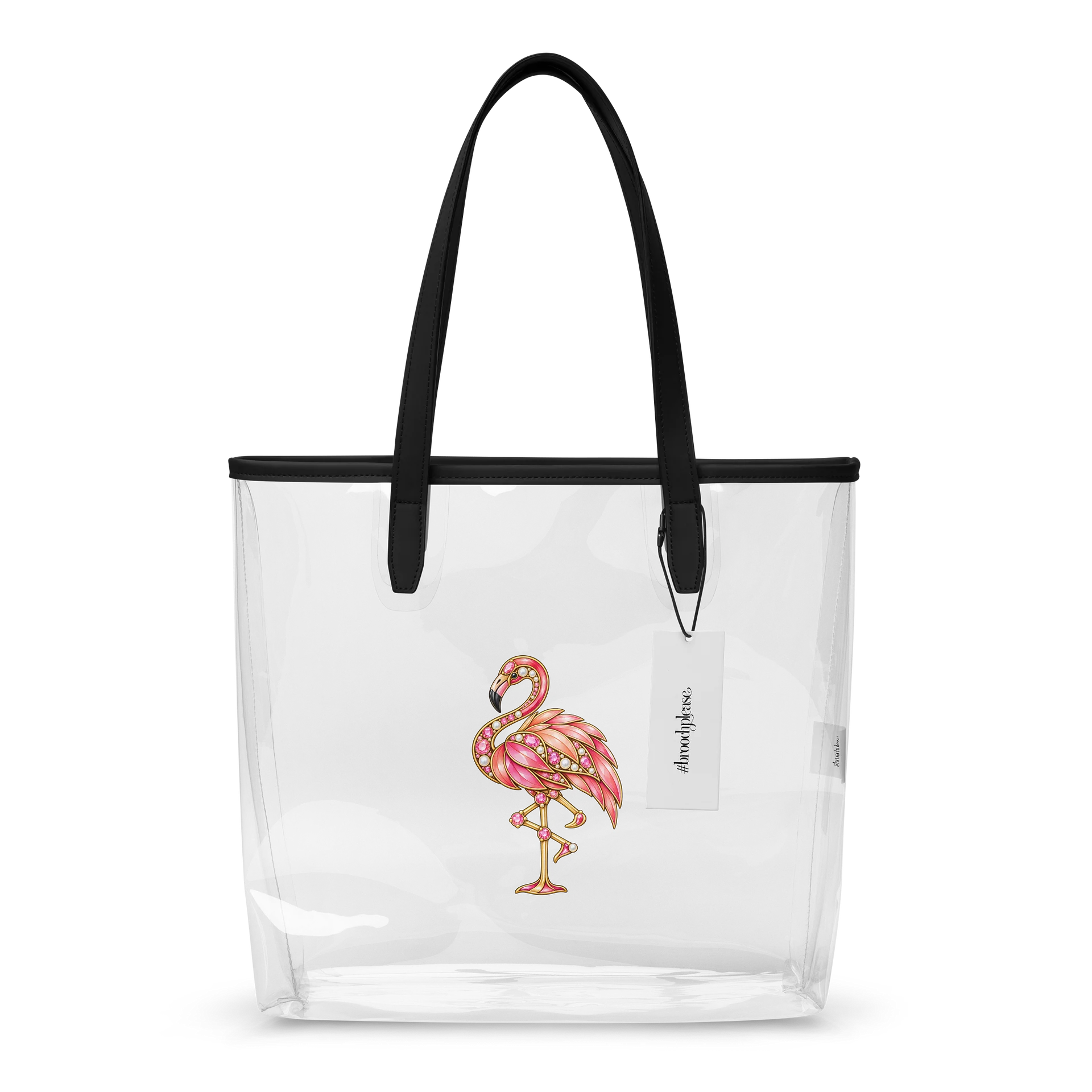 Jewel-inspired Flamingo Brooch Clear Tote product image (1)