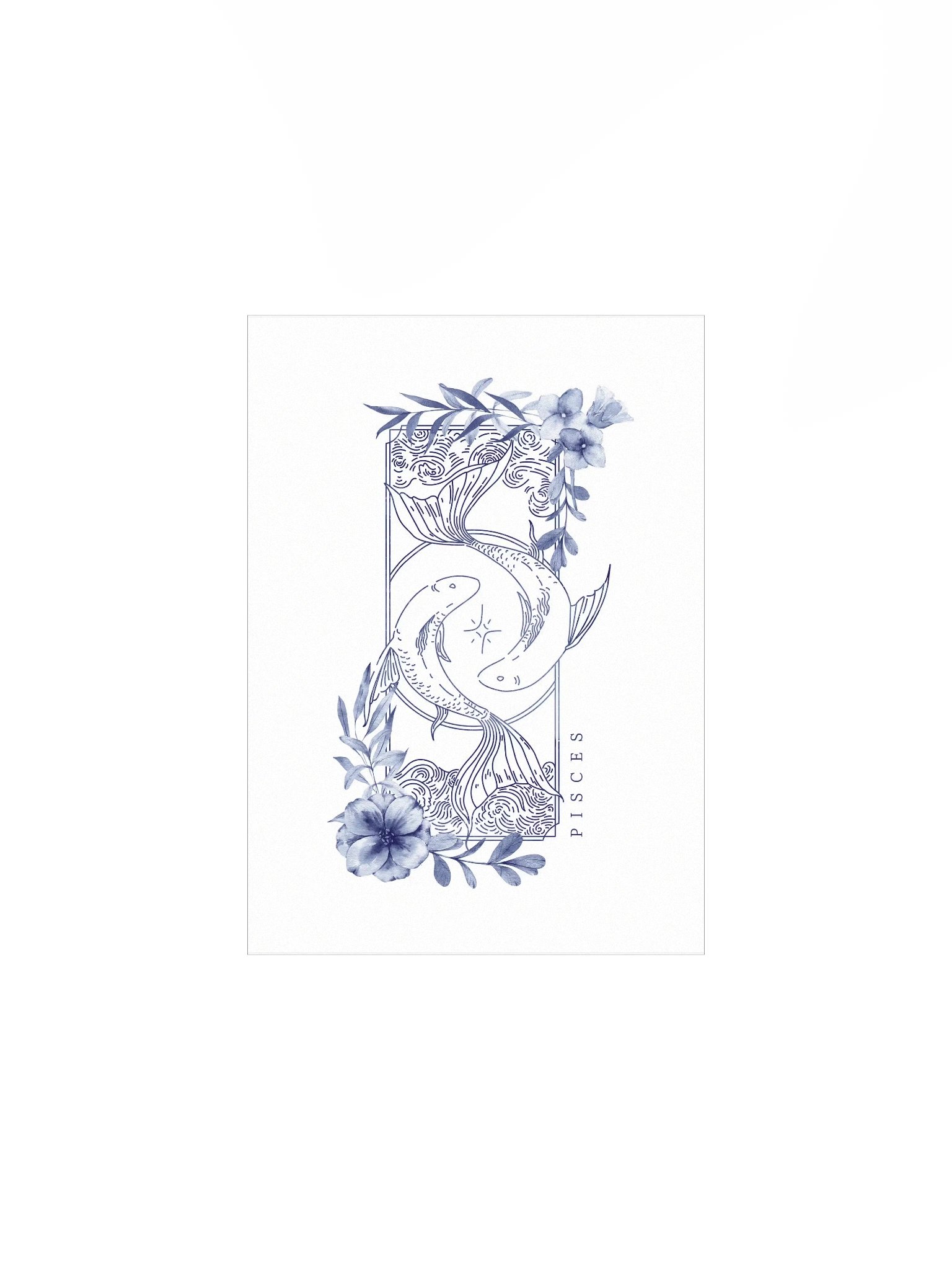 Pisces Blue Line Art Zodiac Print product image (3)