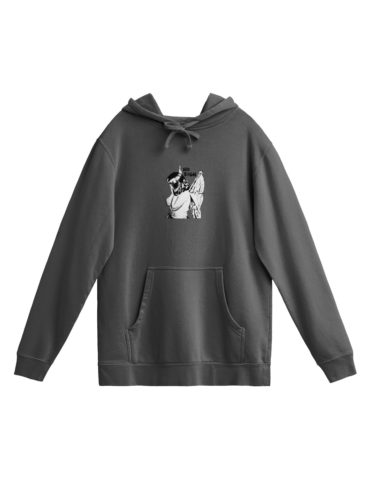 "NO SIGN" printed pigment hoodie product image (8)