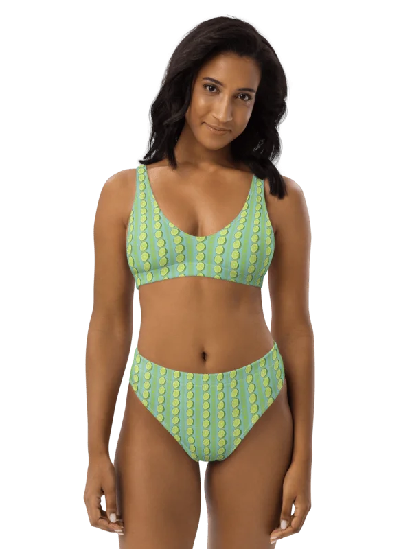 Citron Vert Stripes – High-Waisted Bikini product image (5)