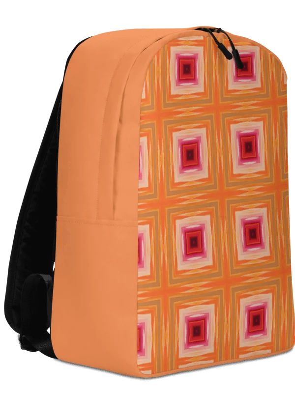 Retro Orange Geometric Backpack Minimal Pattern Everyday Bag product image (6)