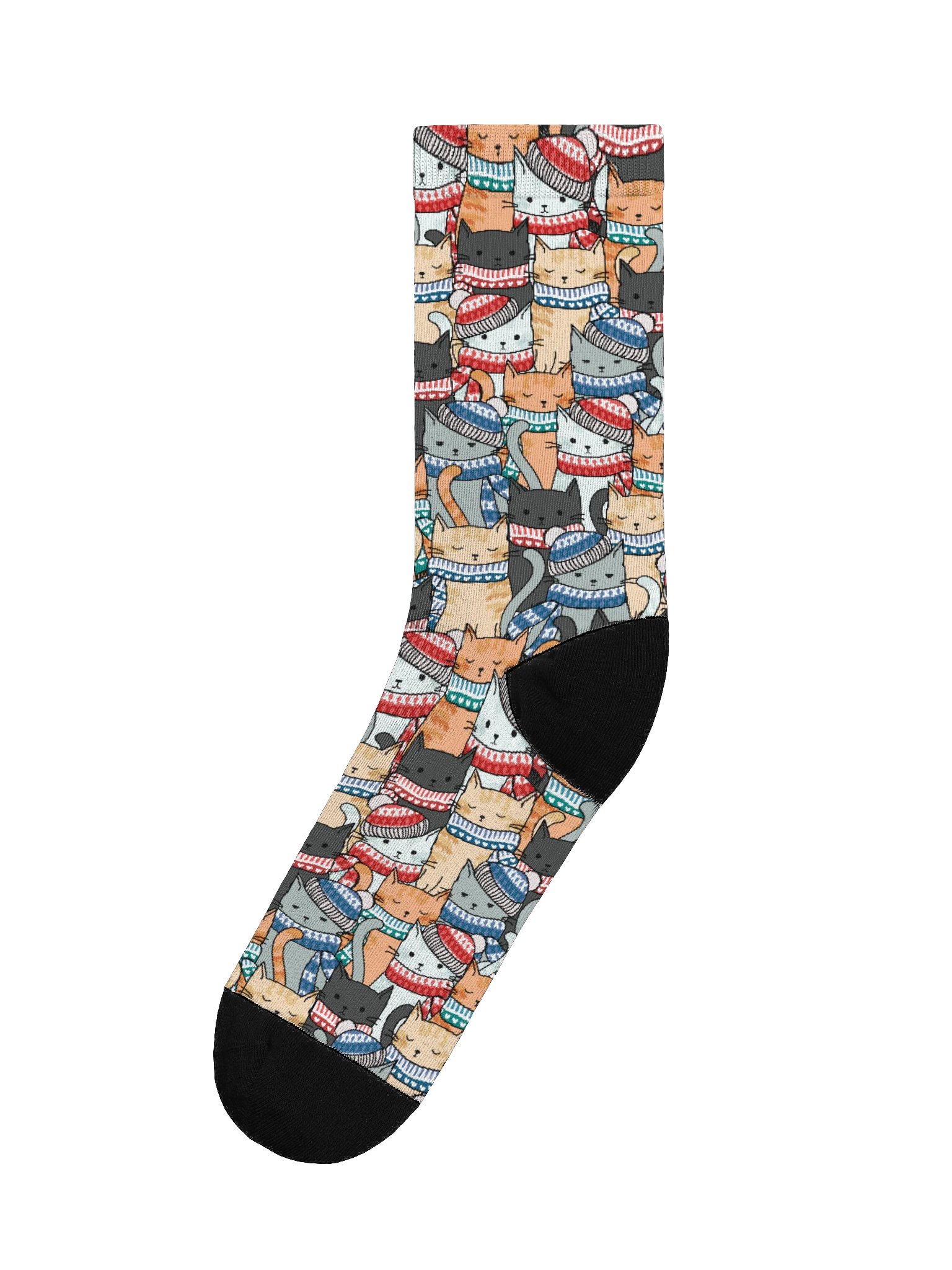 Cats in Winter Hats & Scarves Pattern Socks product image (1)