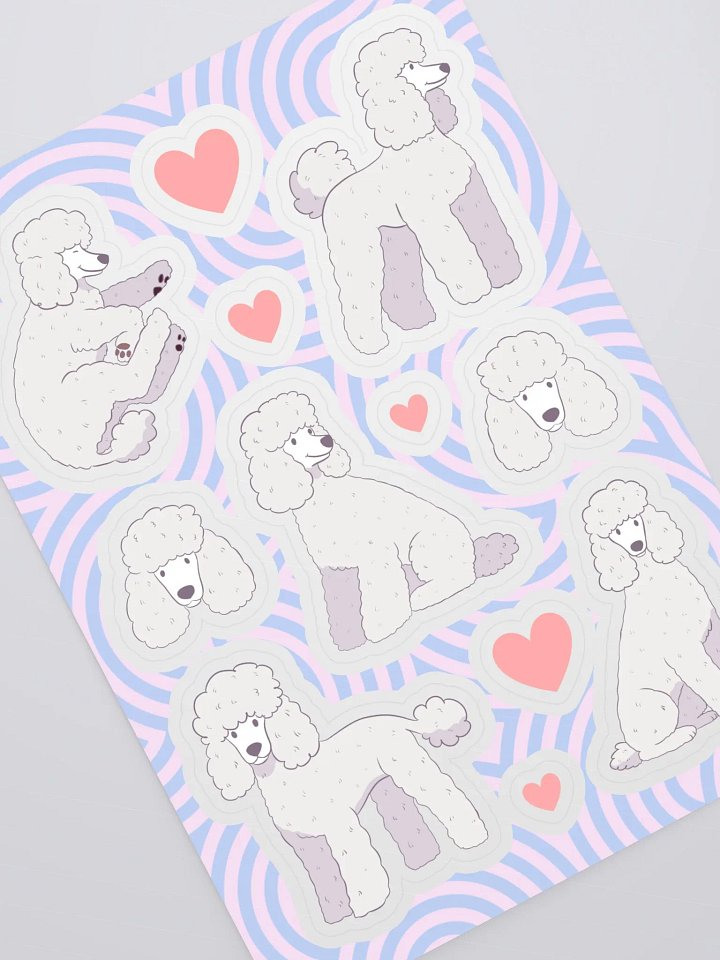 White Poodle Kiss Cut Sticker Sheet product image (2)