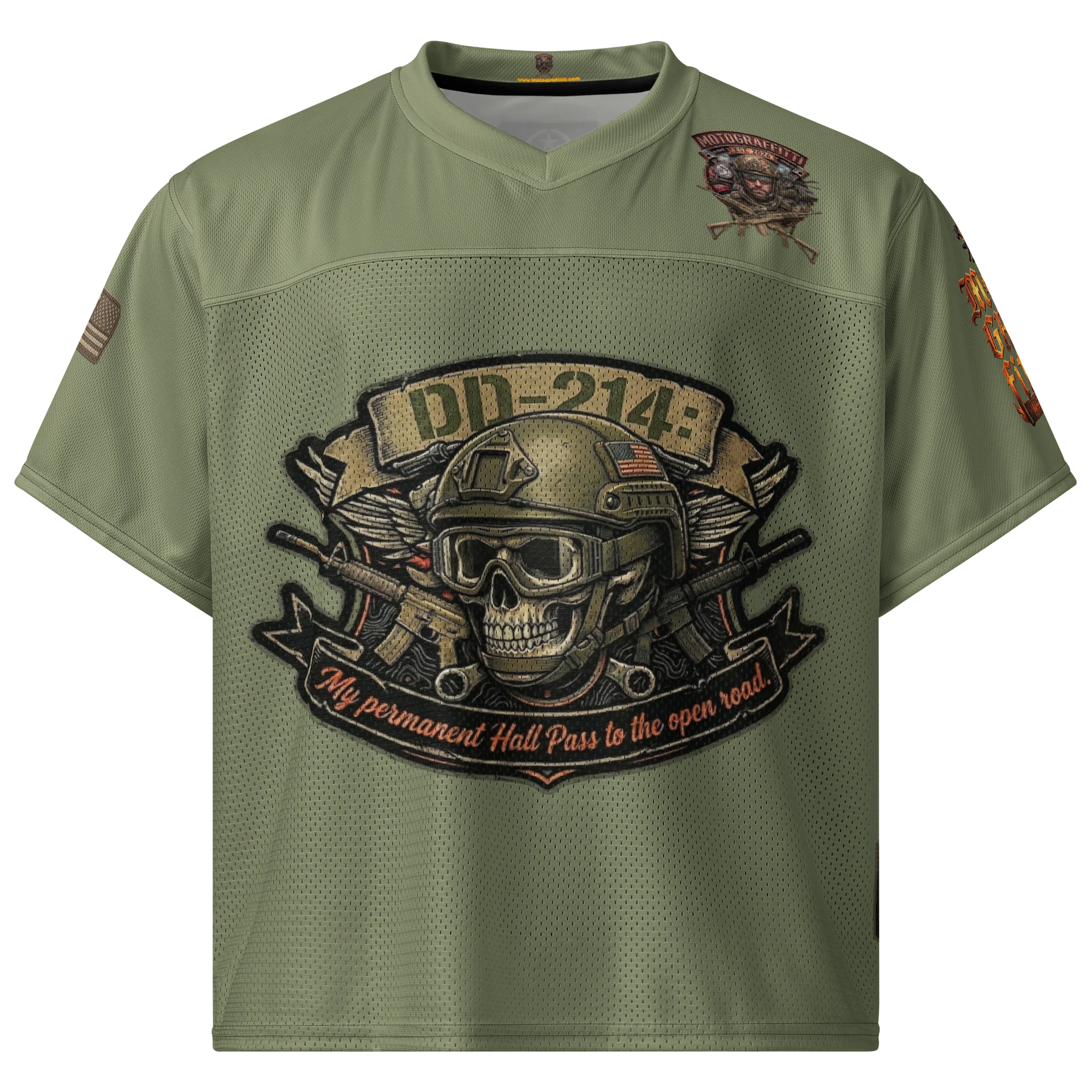 MötoGraffitti DD214 OD Green Football Jersey product image (1)