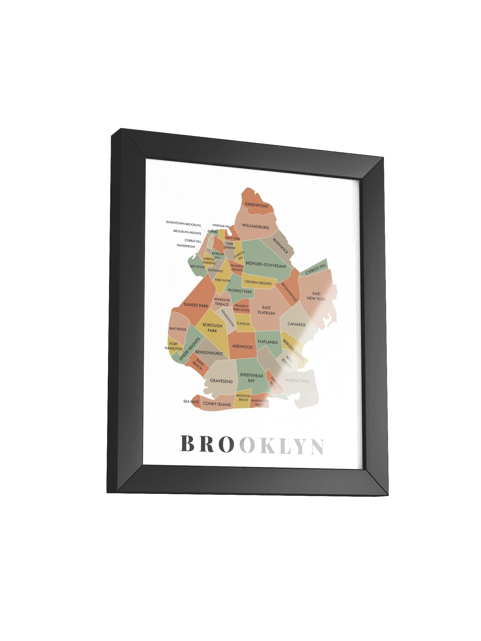 Brooklyn Neighborhood Map (Earth) [all] | Framed product image (2)