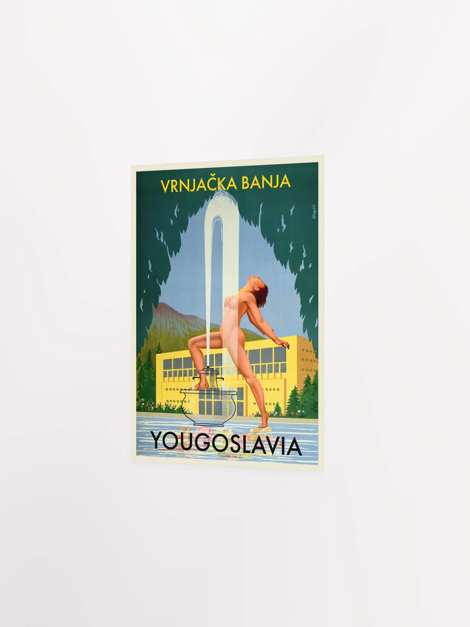Yugoslavia, Vrnjačka Banja, 1950s — retro vintage travel poster, retro travel art, retro travel wall art, art deco poster, art deco product image (7)