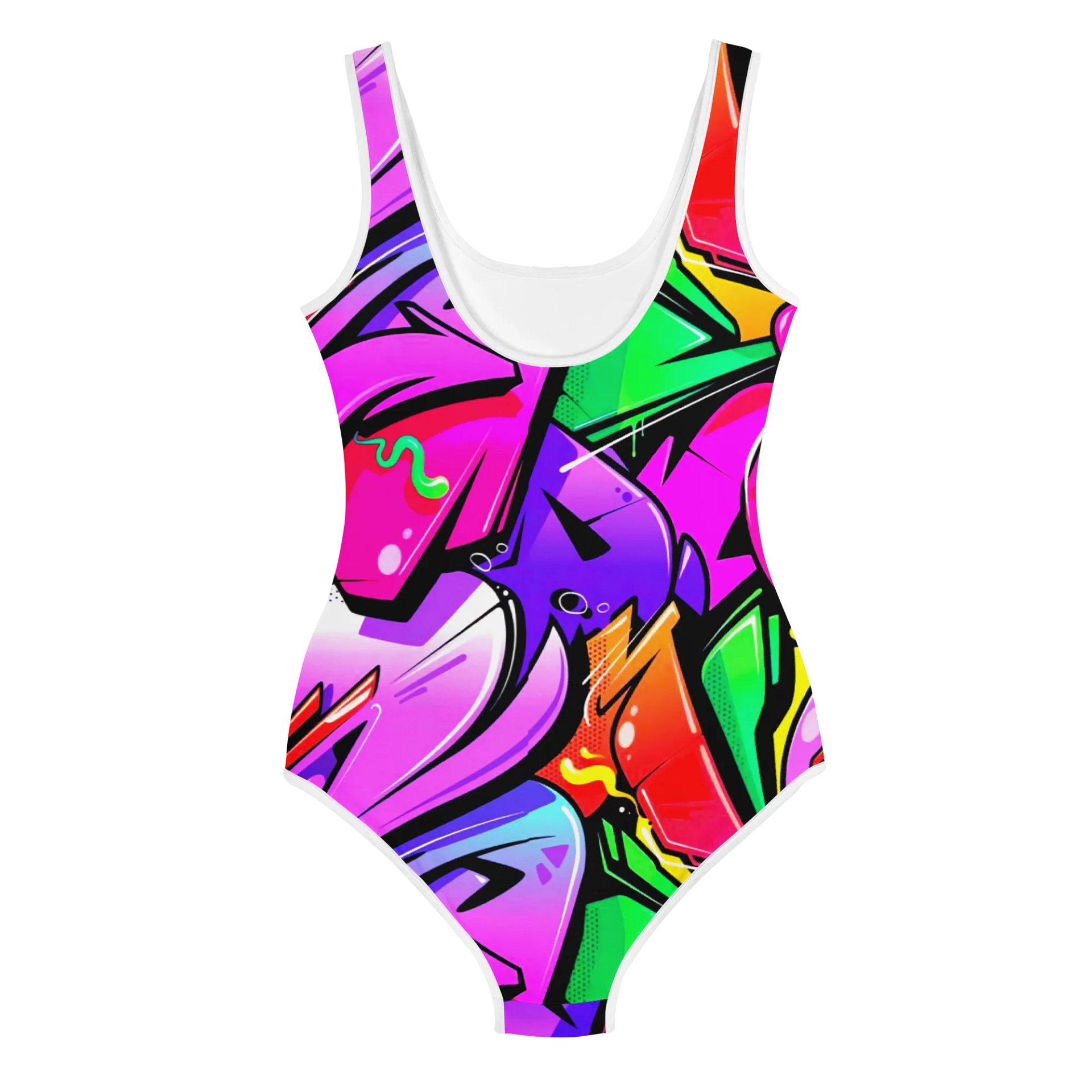 Color Pop Graffiti One-Piece – Neon Rainbow Print product image (3)