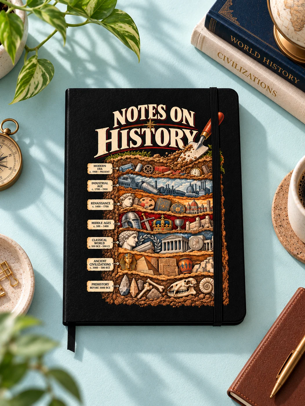 Notes on History Hardcover Notebook, Vintage Archaeology Cross-Section Cover product image (1)