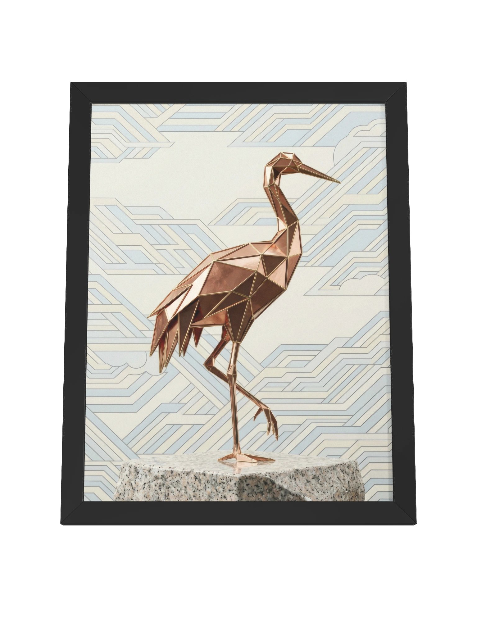 Geometric Metallic Bird Framed Poster - Neo-Deco Wall Art product image (4)