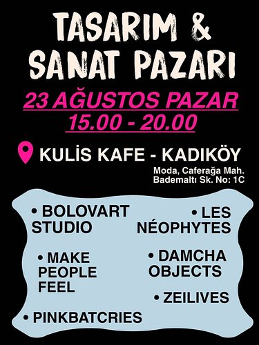 Bu Pazar hepinizi bekliyoruuz<3 defter, takı, sticker, çanta, charm ve neler nelerr🎡💌🧿 işlerini bulabileceğiniz sanatçılar iç...