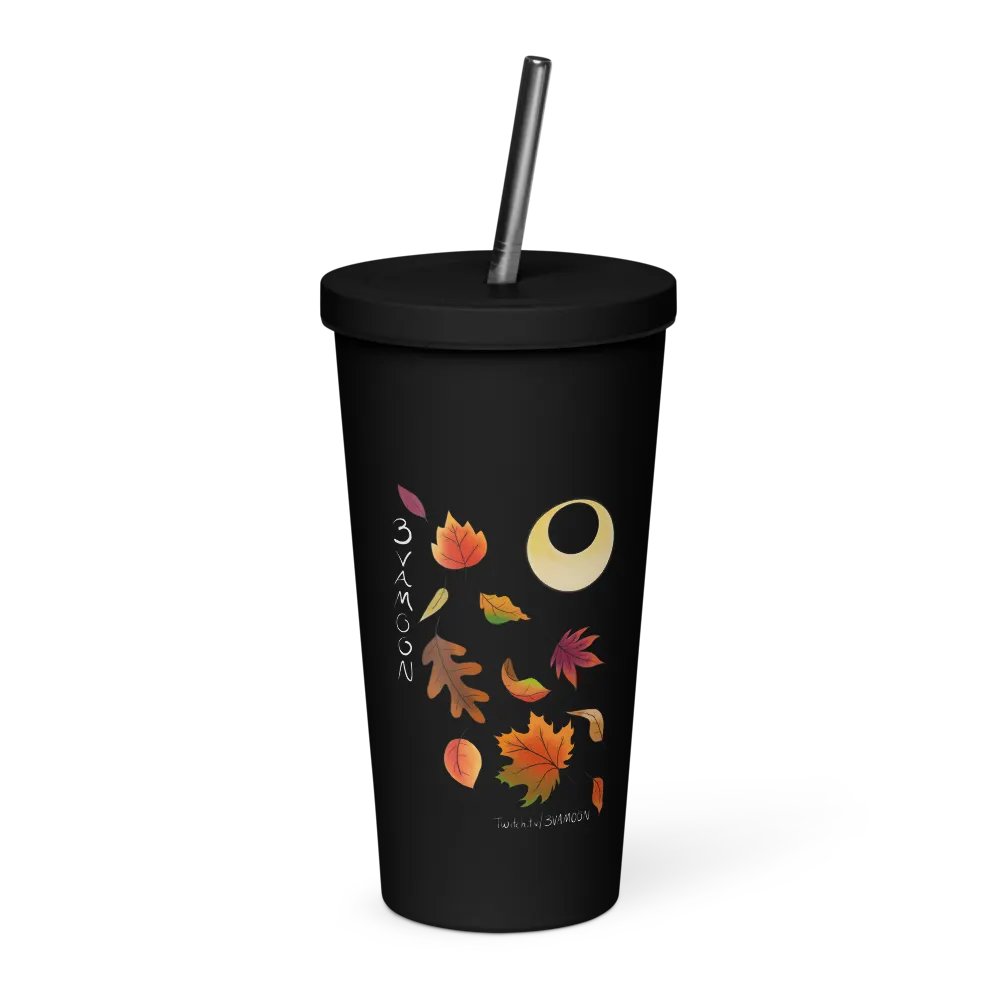 Autumn Leaves Moon Tumbler with straw product image (1)