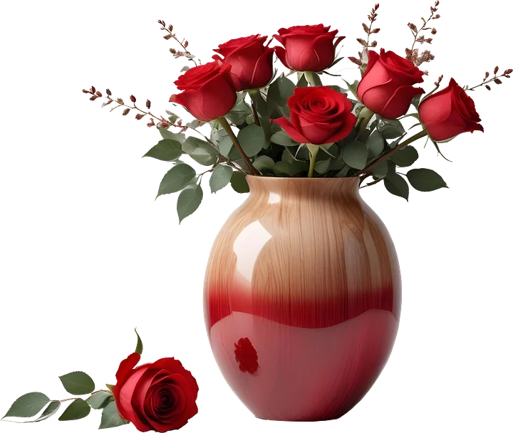 Vase with Red Rose, PNG product image (1)