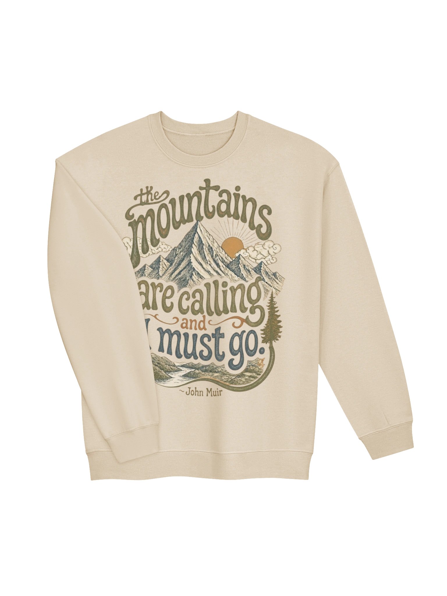 The Mountains Are Calling Crewneck, John Muir Quote Nature Lover Sweatshirt product image (4)
