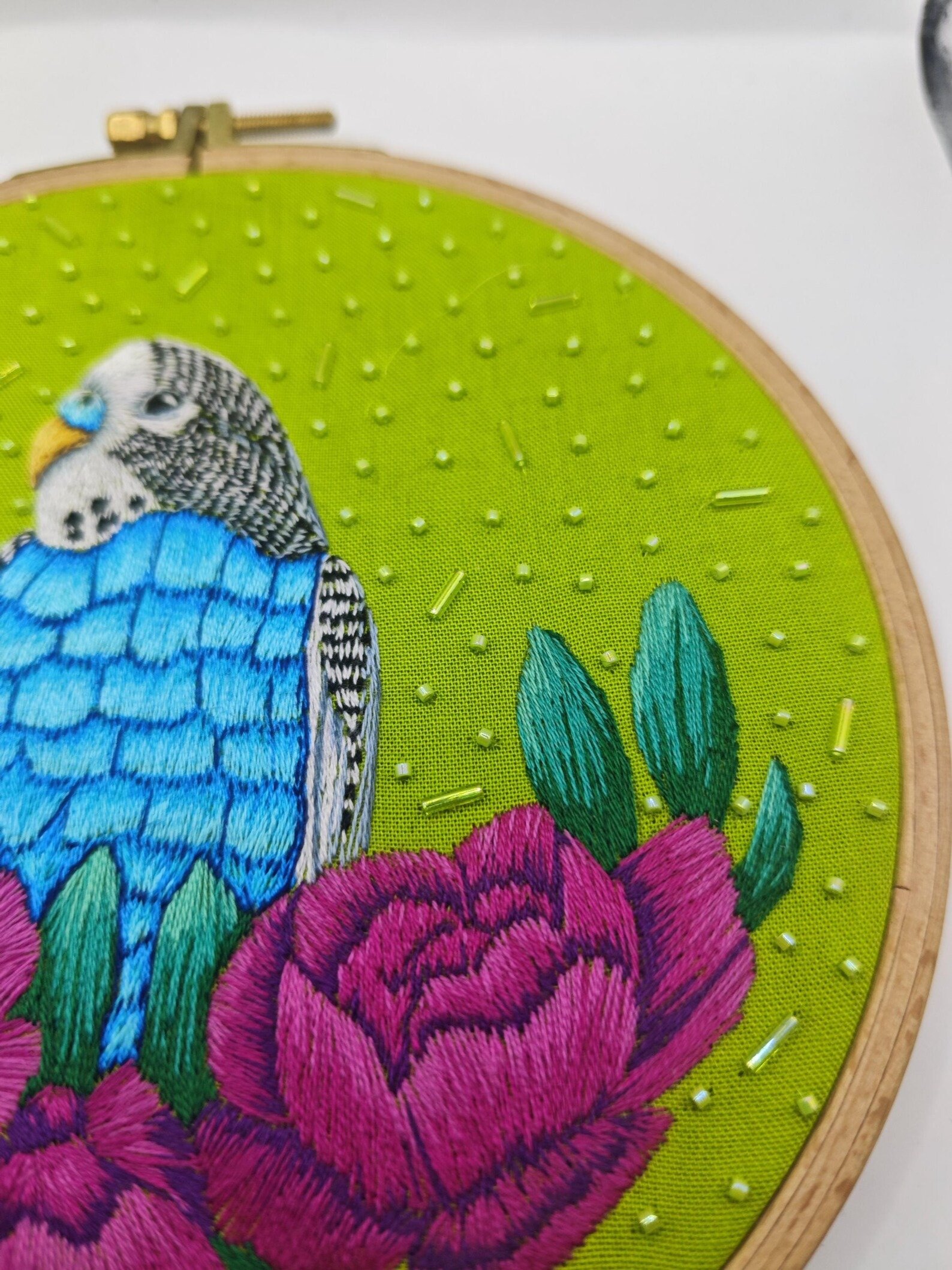 A Bouquet of Budgie PDF digital thread painting pattern product image (7)