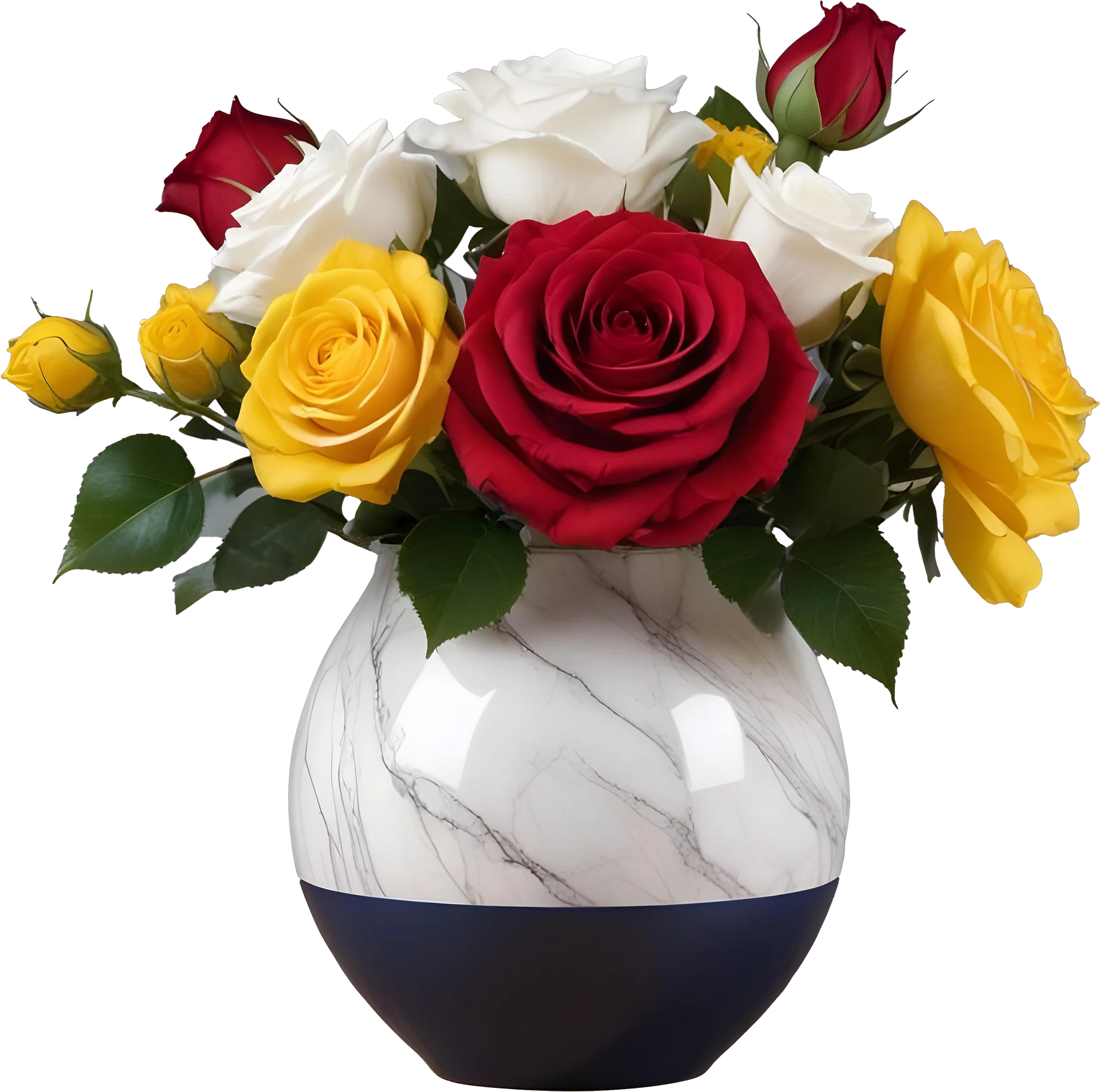 Eternal Romance – Marble Rose Vase PNG product image (1)