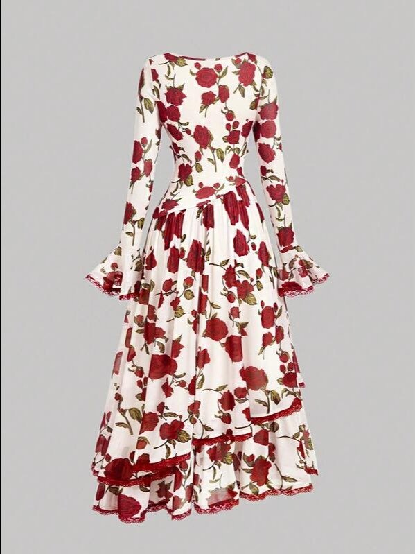 ADLEST MOD Women's White Floral Lace Long Sleeve Dress Autumn Vintage Gothic Tea Party Garden Party Wedding Date Homecoming Concert Outfits New Year,Halloween product image (3)