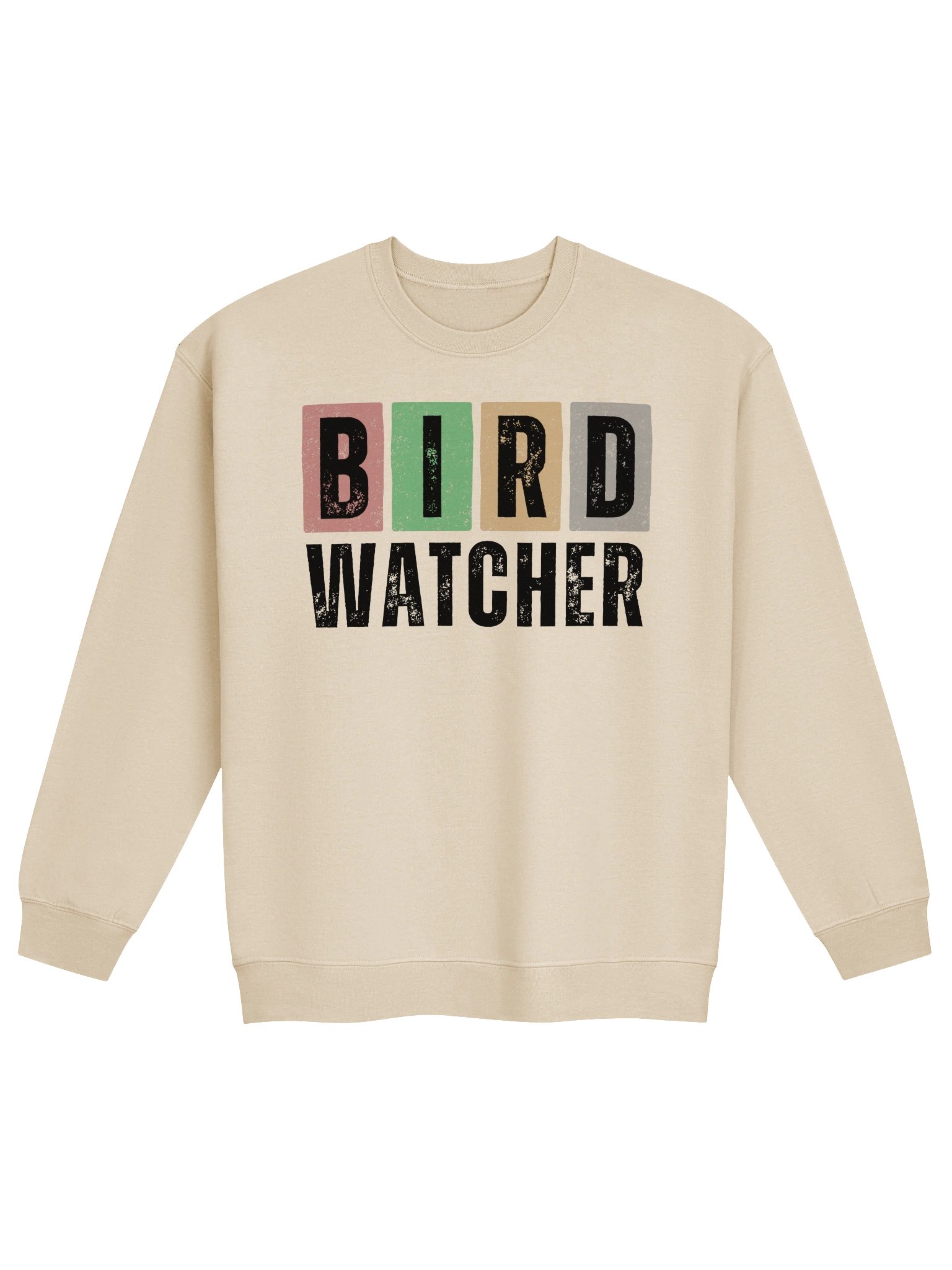 Retro Bird Watcher Crewneck Sweatshirt – Colorful Block Letter Nature Pullover product image (4)