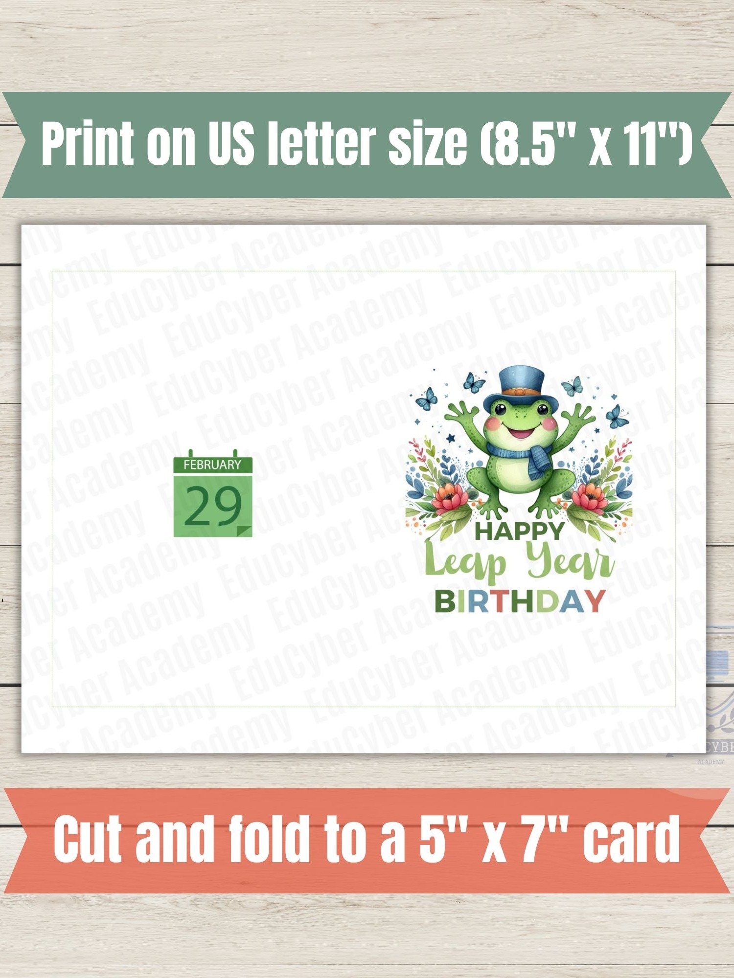 Leap Year Birthday Card Printable February 29th Leapers Greetings Instant Download PDF product image (4)