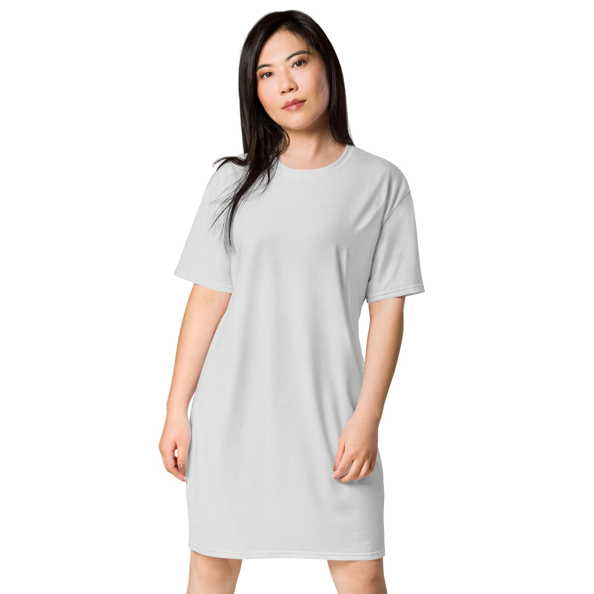 Whisper Grey Oversized T-Shirt Dress | Stretchy Fabric | Casual or Formal Style | Sizes 2XS-6XL | Exclusive Design product image (1)