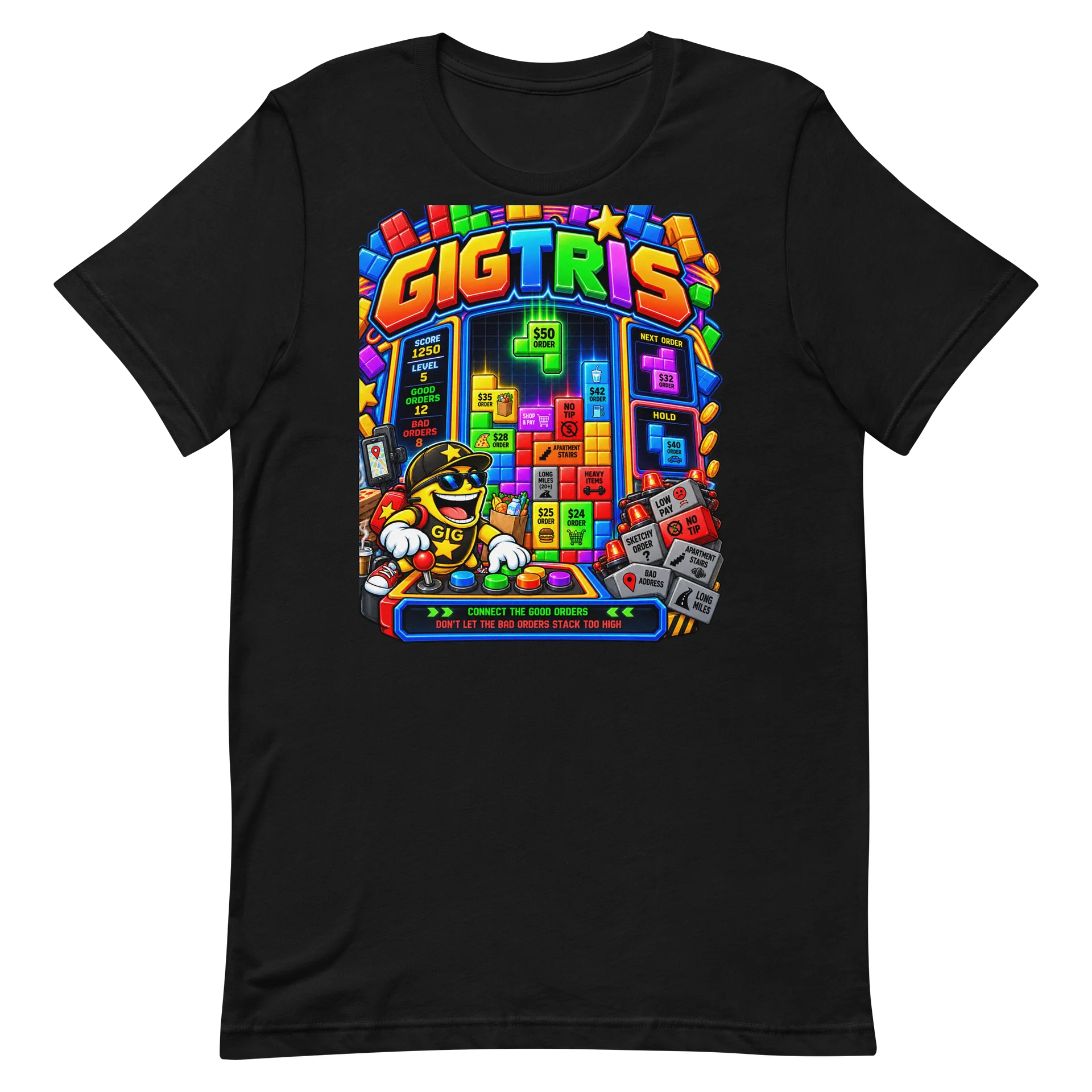 GIGTRIS – Stack the Good Orders, Dodge the Bad! | Funny Gig Worker T-Shirt product image (2)