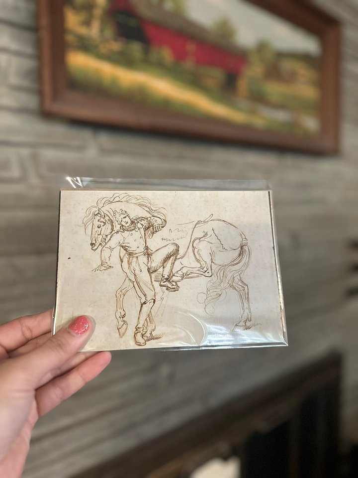 Luigi Sabatelli "Cavalryman Mounting a Horse" Vintage Equestrian Giclee Fine Art Print | 5x7 | The Ribbon Room product image (1)