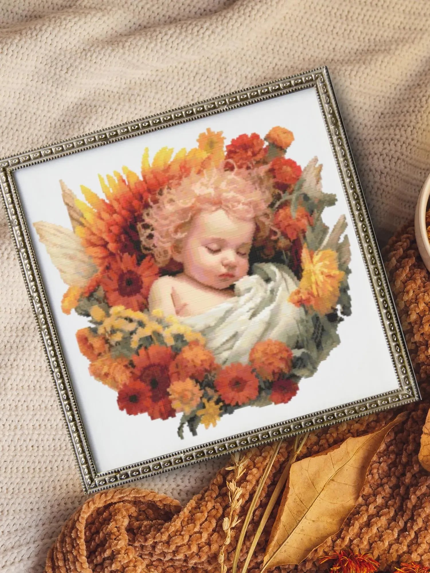 Baby Wildflowers Angel Cross Stitch Pattern product image (5)