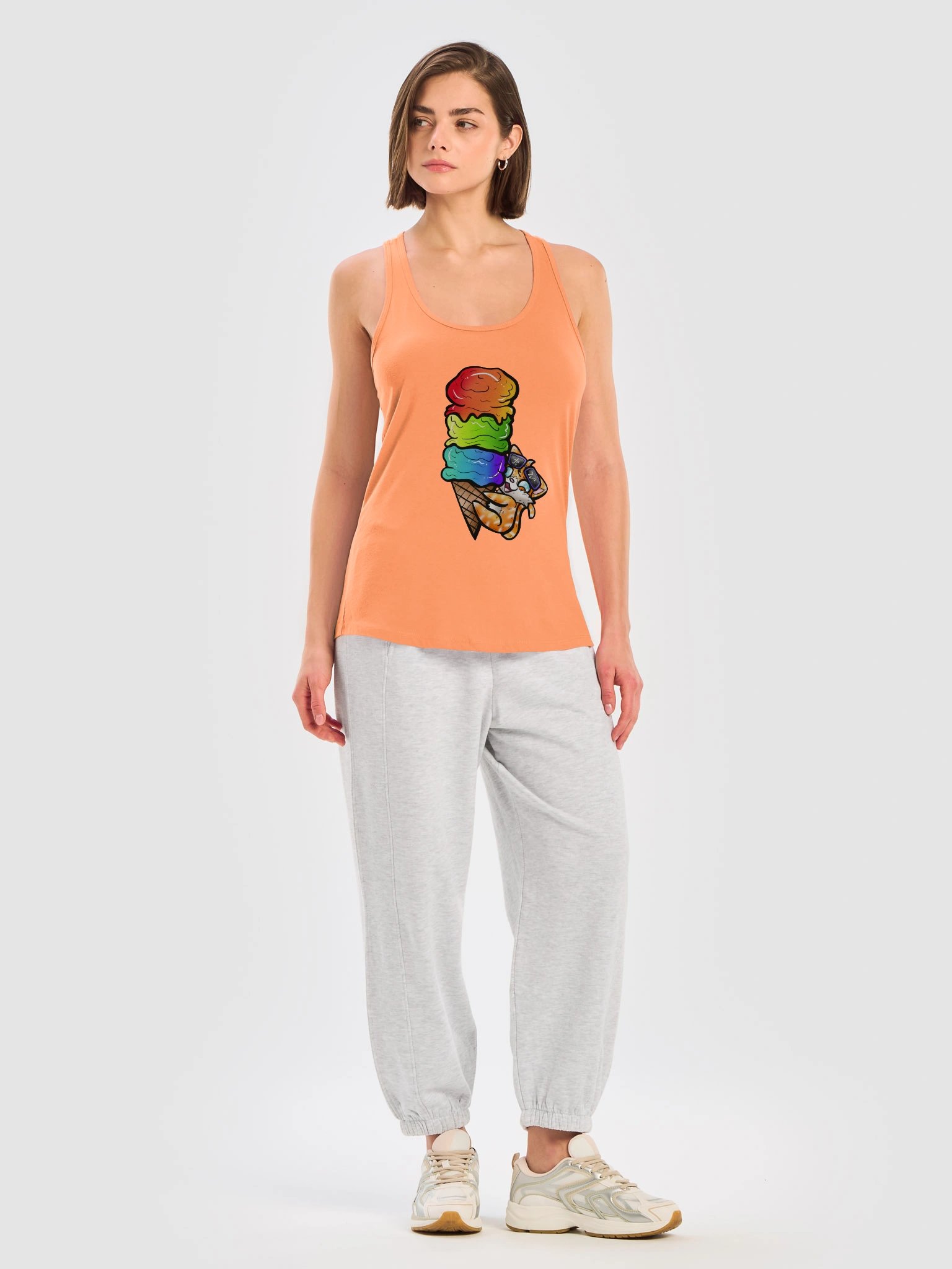 Arcade Warrior Rainbow Ice Cream Cat Logo Women's Tank Top product image (31)