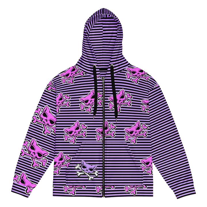 Blaque and Purple Kat Skull Remix Stripped Hoodie product image (1)