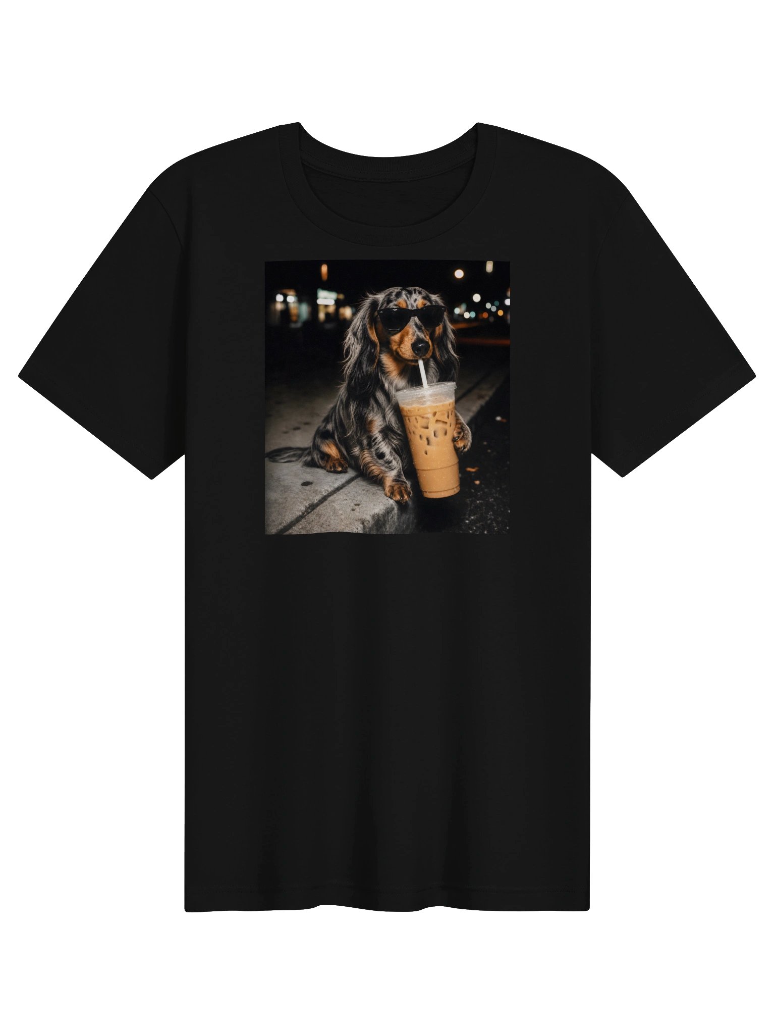 Black & Tan Dapple Long-Haired Doxie T-Shirt – Coffee Dog product image (1)