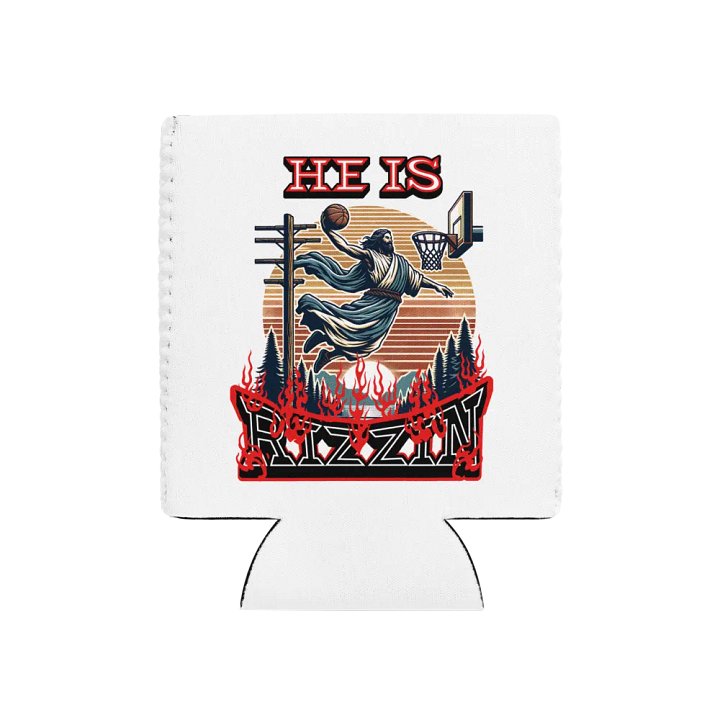 He Is Rizzin Basketball Jesus Slam Dunk Can Cooler product image (1)