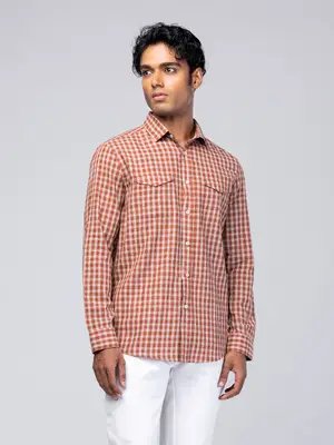Grey Printed Viscose Taaga Man Casual Fusion Collar Shirt product image (2)