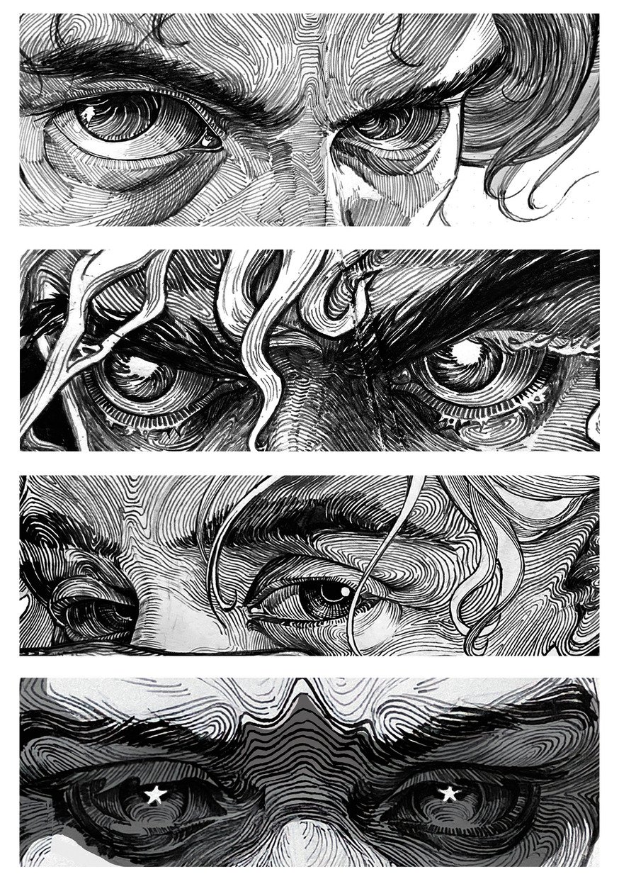 "Eyes" 4 stickerset A5 product image (2)