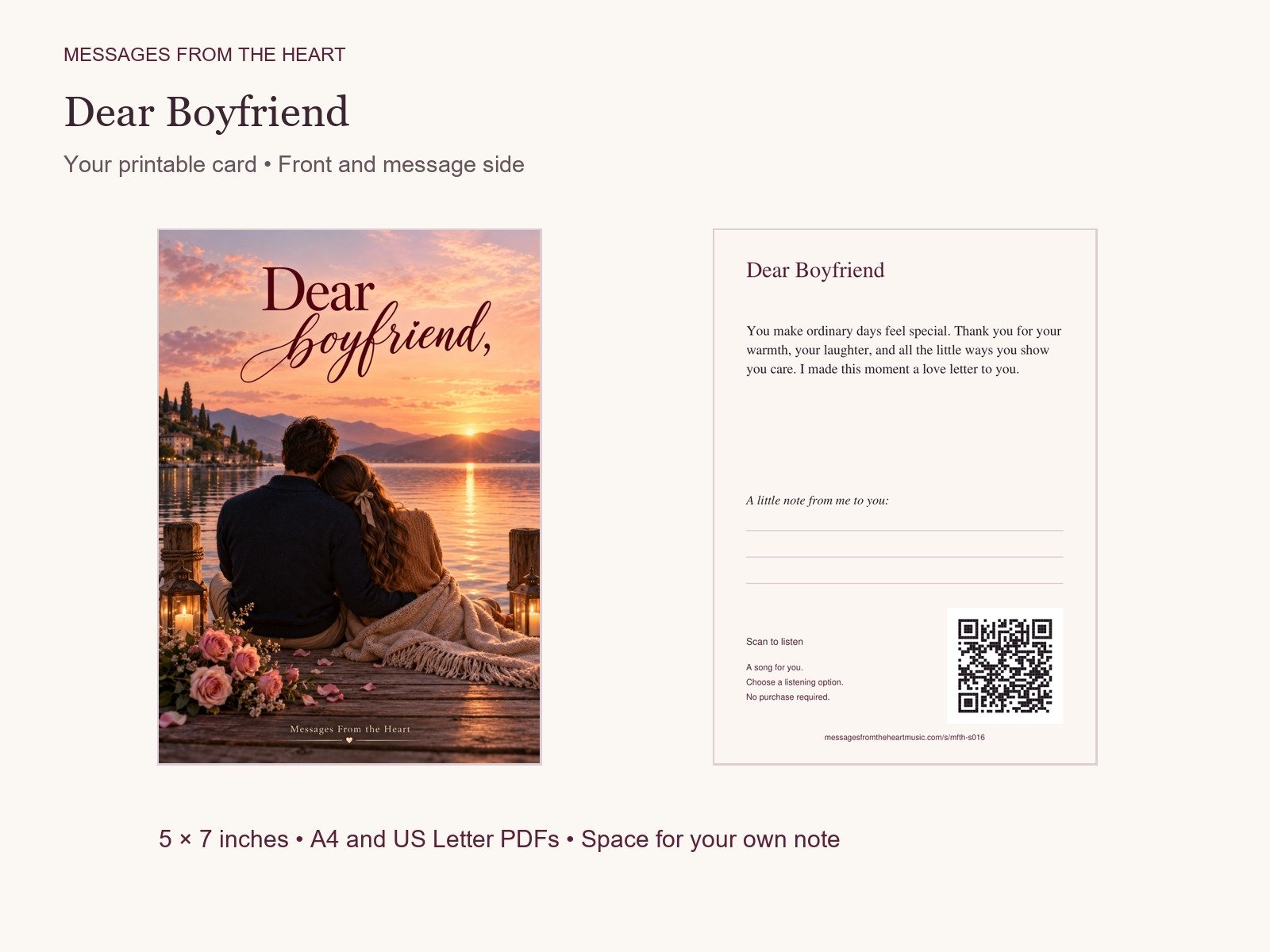 Dear Boyfriend — Printable Song Gift product image (2)