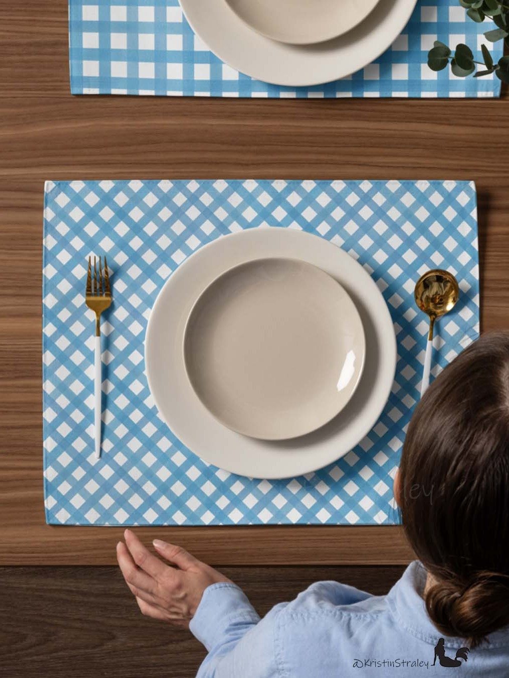 Blue Gingham Collection on White Placemat Set of 4 product image (7)