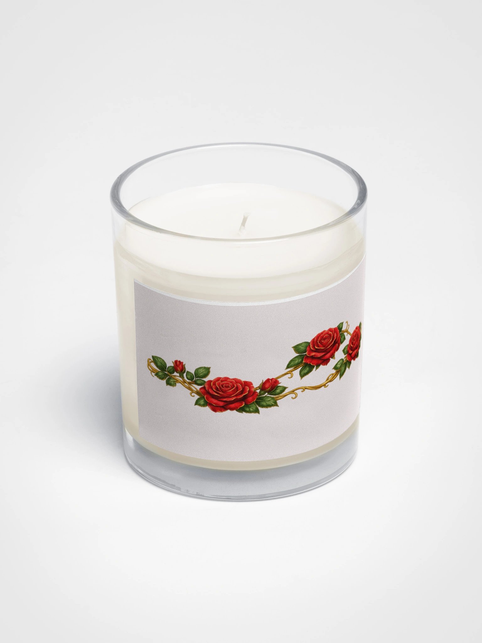 Red Rose & Gold Vine Candle — Clear Glass Jar product image (2)