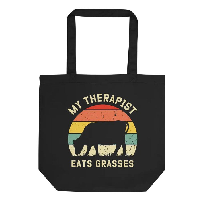 "My therapist grasses-cow" black bag (medium size) product image (1)