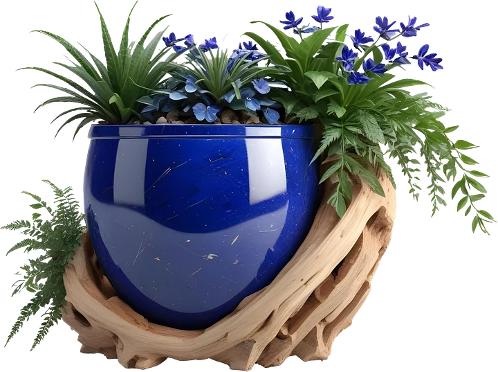 Wood & Lapis Elegance – Vase PNG product image (1)
